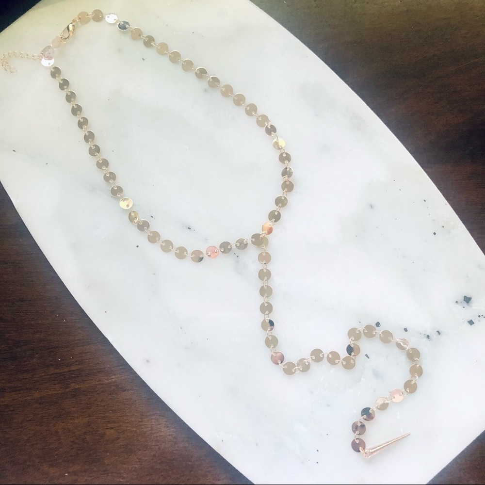 Gold Disc Lariat necklace